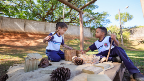 Kids learning in an open space.