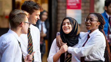 High school students laughing and enjoying each other's company