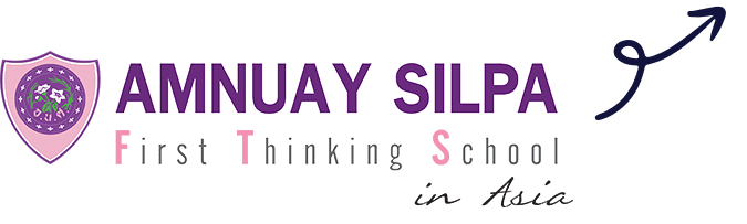 Amnuay Silpa logo with the tagline 'First Thinking School in Asia' and an upward arrow graphic.