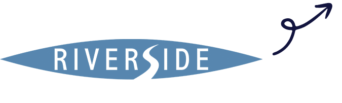 Riverside School logo with an upward arrow symbol representing growth and progress.