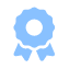 Blue award ribbon icon representing achievement or recognition