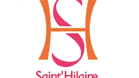 Logo of Escola Municipal de Ensino Fundamental Saint' Hilaire, featuring a stylized pink and orange 