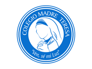 Logo of Colegio Madre Teresa with an illustration of Mother Teresa and the phrase "Ven, sé mi Luz"