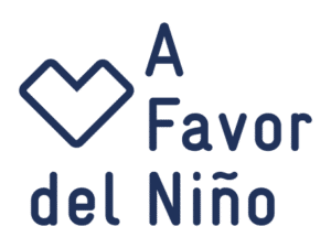 A Favor del Niño logo showing two children holding hands, symbolizing community and care