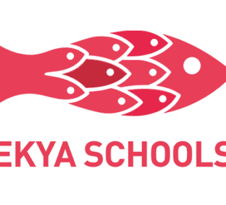 EKYA Schools logo featuring a stylized fish composed of smaller fish
