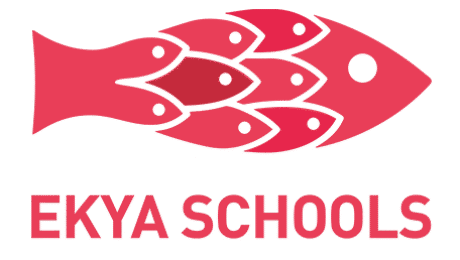 EKYA Schools logo featuring a stylized fish composed of smaller fish