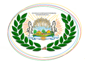 Escuela de Educación Secundaria Gobernador Piedrabuena logo with laurel leaves, horses, wheat, and rural landscape
