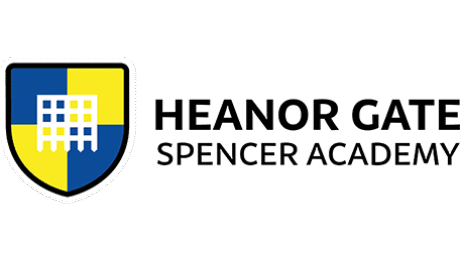 Heanor Gate Spencer Academy logo with shield emblem in blue and yellow