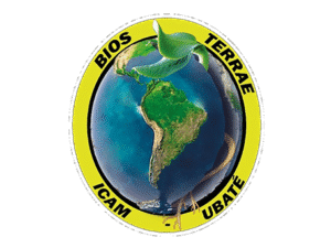 Logo featuring an image of Earth with a plant sprout, surrounded by the text "Bios Terrae ICAM Ubaté" on a yellow oval border