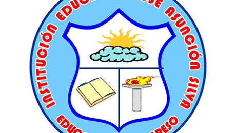 Logo of Institución Educativa José Asunción Silva featuring a shield with a sun and cloud, an open book, and a flaming torch, surrounded by the words 