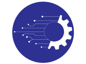 Digital gear logo symbolizing technology and engineering integration