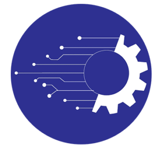 Digital gear logo symbolizing technology and engineering integration