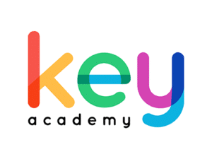 Key Academy logo with colorful letters in red, orange, green, blue, and purple