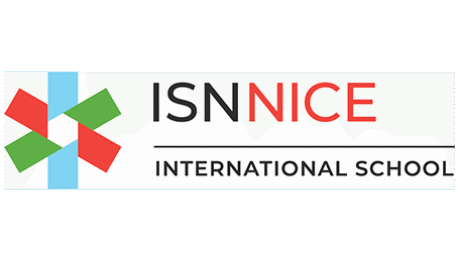 Logo of ISN Nice International School with a colorful geometric symbol and bold text reading “ISN NICE International School.”