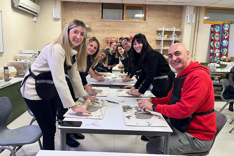 VKV Koç Özel Okulu teachers participating in a clay workshop for wellbeing and creativity