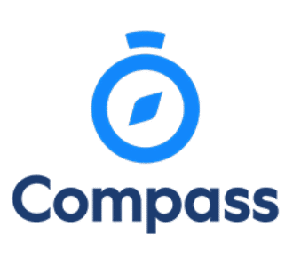 Compass company logo with a blue compass icon above the text Compass