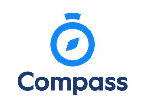 Compass company logo with a blue compass icon above the text Compass