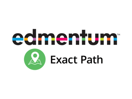 Edmentum Exact Path logo Edmentum Exact Path logo with colorful text and location pin graphic