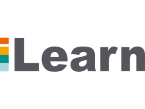 iLearn logo featuring colorful stripes and modern typography