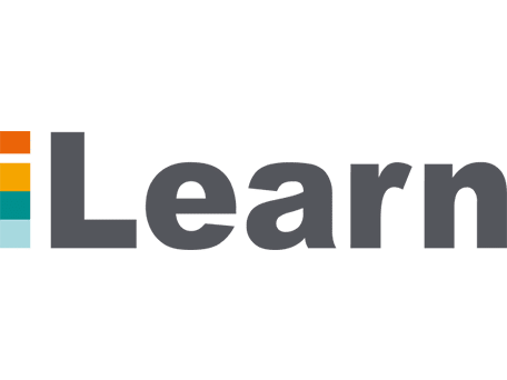 iLearn logo featuring colorful stripes and modern typography