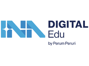Logo of a company with a blue and dark blue design, featuring an abstract representation of movement or flow.