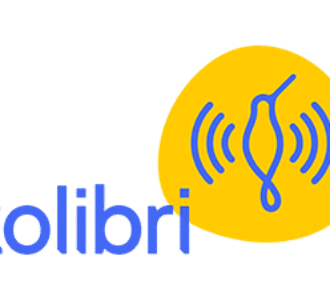 Kolibri logo featuring a stylized bird emitting sound waves on a blue and yellow background.