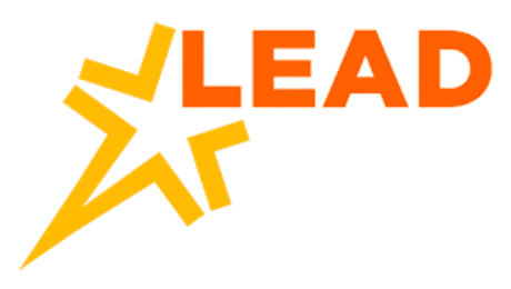 LEAD logo with a star symbol in yellow and orange colors