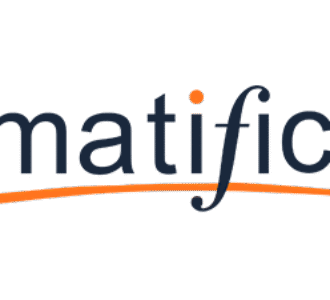Matific logo with dark text and an orange underline