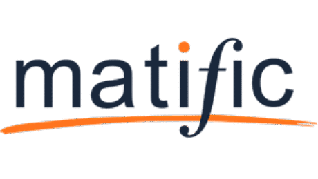 Matific logo with dark text and an orange underline