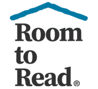 Room to Read logo, featuring a house icon above the text.