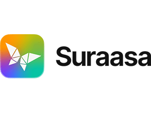 Suraasa logo with colorful gradient and butterfly design