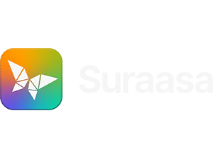 Suraasa logo with a white geometric butterfly on a gradient background