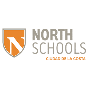 North Schools Ciudad de la Costa logo with orange shield and white letter N
