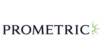 Prometric logo featuring a sleek design with a blue and green color scheme.