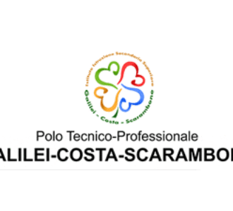 Istituto Galilei-Costa-Scarambone logo with colorful heart-shaped design symbolizing unity, education, and innovation in Lecce, Italy.