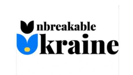 Unbreakable Ukraine logo – symbol of resilience and strength with stylized flower design.