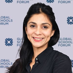 Portrait of Aashti Zaidi, smiling professional from Global Schools Forum