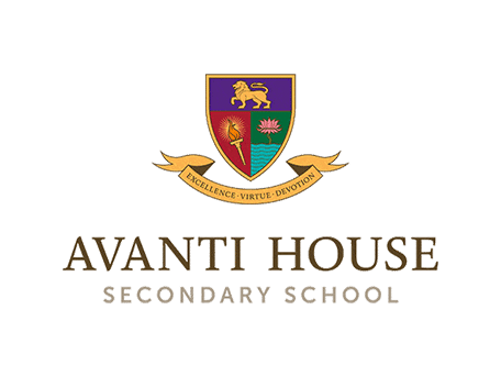 Avanti House Secondary School Logo Avanti House Secondary School logo with crest featuring lion, torch, and lotus symbols
