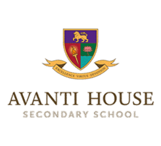 Avanti House Secondary School logo with crest featuring lion, torch, and lotus symbols