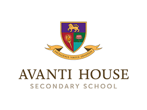Avanti House Secondary School logo with crest featuring lion, torch, and lotus symbols