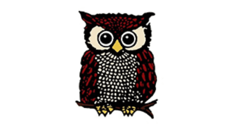 Illustrated owl logo featuring red and white feathers with large eyes, symbolizing wisdom, learning, and knowledge.
