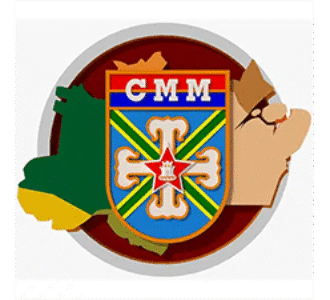 CMM school emblem with colourful shield and map outline background