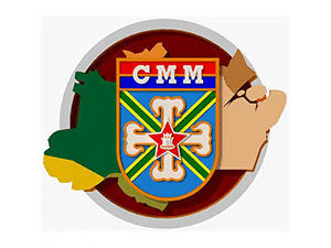 CMM school emblem with colourful shield and map outline background