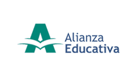 Alianza Educativa logo with stylized letter A and open book design