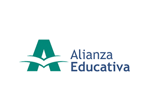 Alianza Educativa logo with stylized letter A and open book design