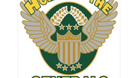Home of the Generals school logo with golden wings and shield emblem