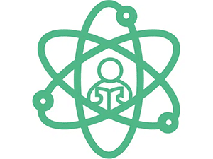 Logo of Escola Estadual Deputado Pedro Costa featuring a person reading inside an atomic symbol, representing knowledge, science, and education.
