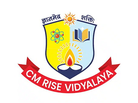CM Rise Vidyalaya Logo CM Rise Vidyalaya logo with shield showing book, atom, and lamp symbols