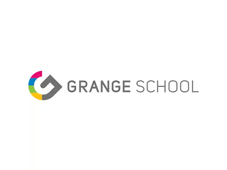 Grange School logo with stylized G in multi-coloured design