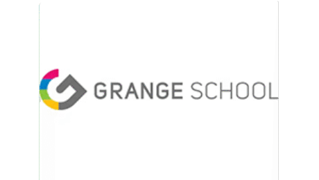 Grange School logo with stylized G in multi-coloured design
